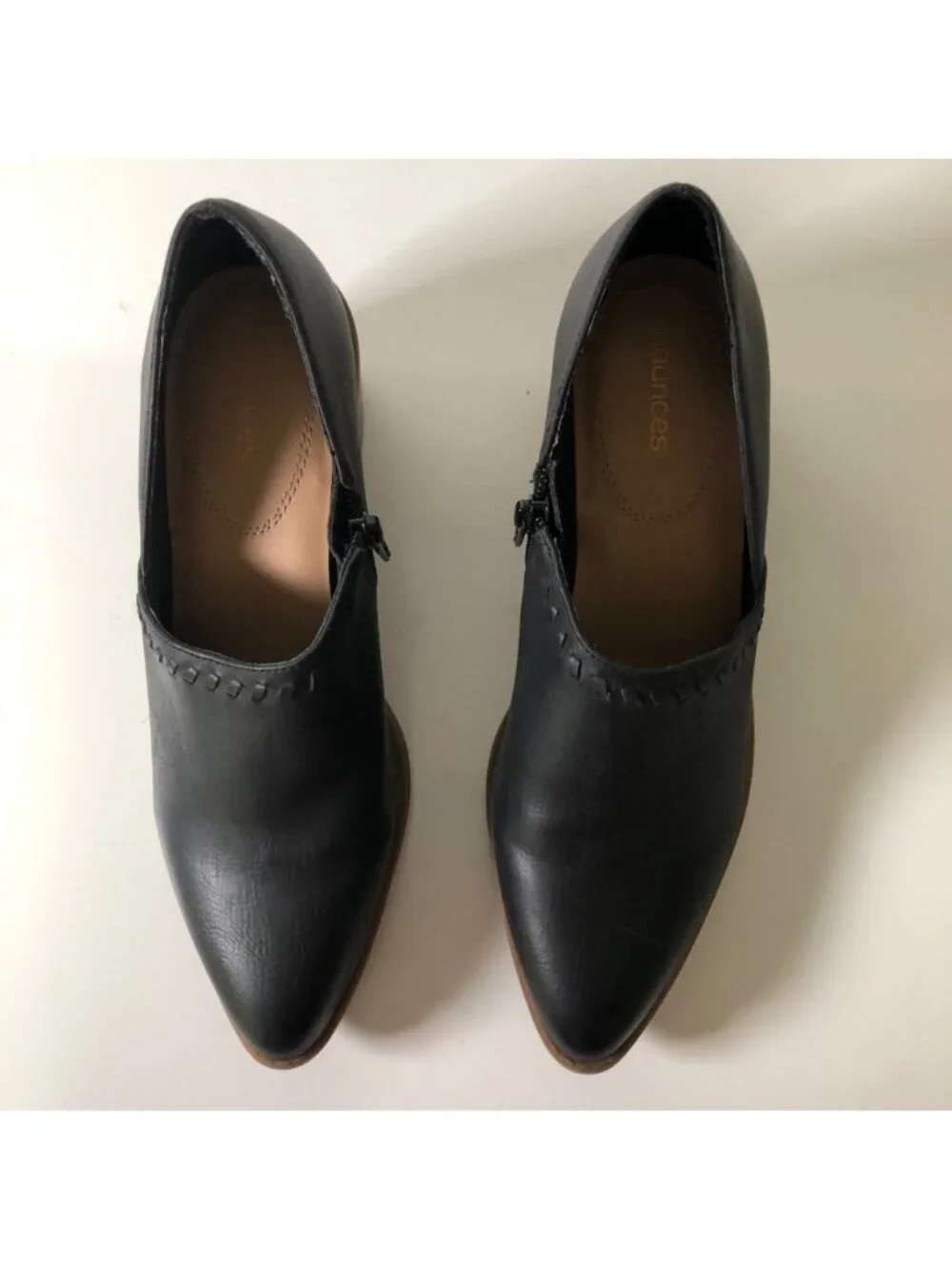 Maurices Amanda Ankle Bootie Womens Size 7M Black Faux Leather Block Heels